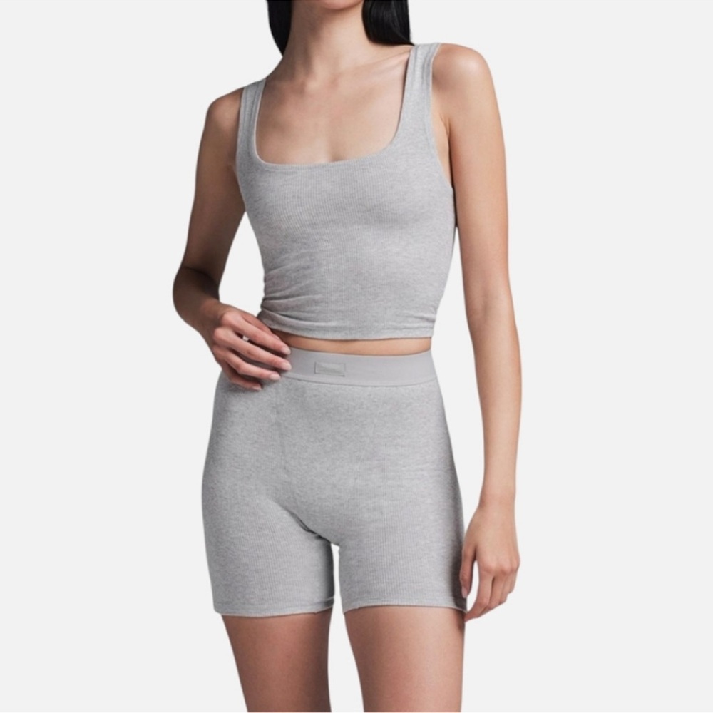 Brand New Skims cotton ribbed boxer and matching tank set